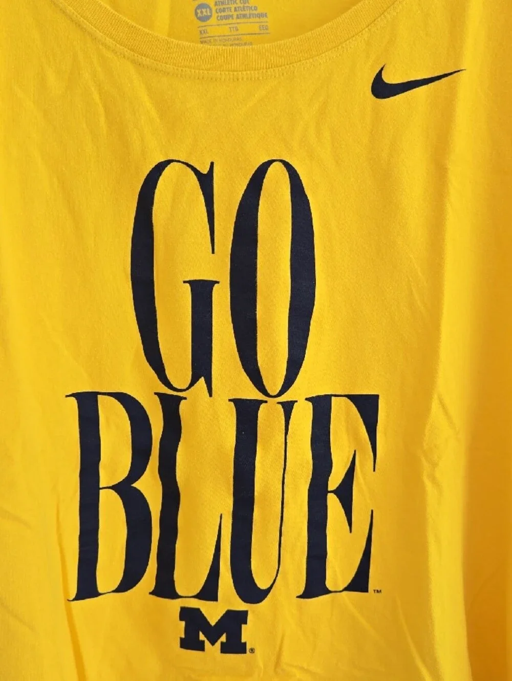 Nike Yellow Tee with Navy 'GO BLUE' Graphic